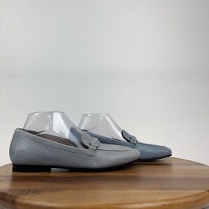 New Womens Vionic Newport Blue Embossed Croc Leather Penny Loafers Shoe Size 7.5